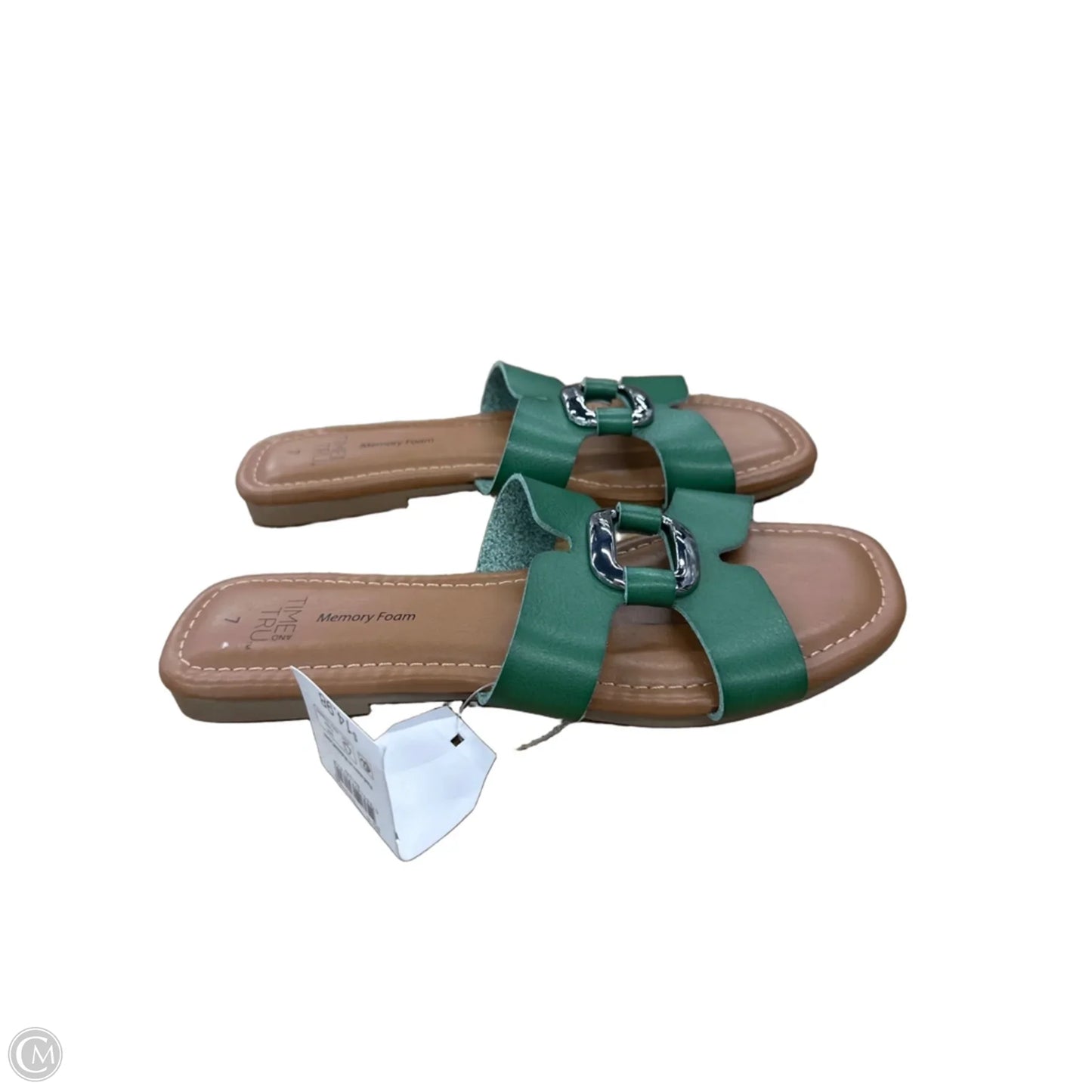 Sandals Flats By Time And Tru In Brown & Green, Size: 7