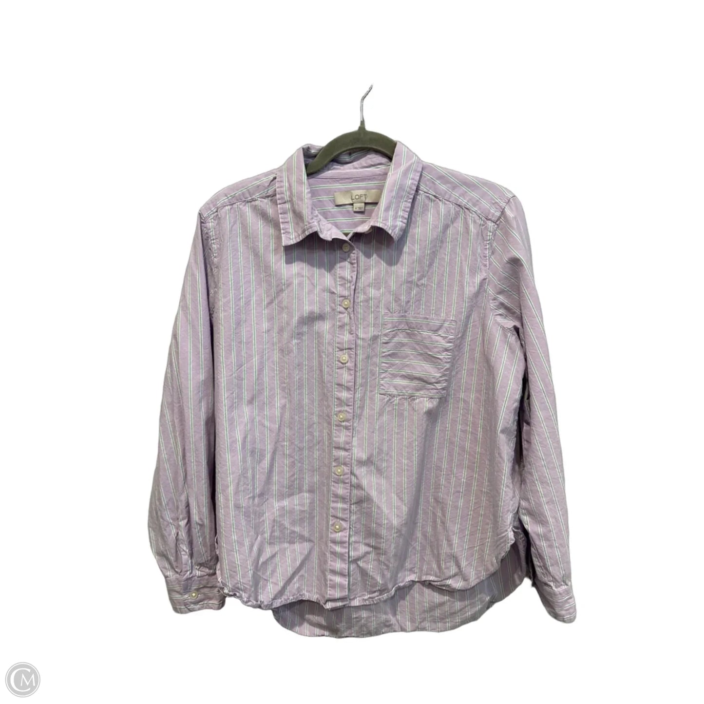 Top Long Sleeve By Loft In Striped Pattern, Size: M