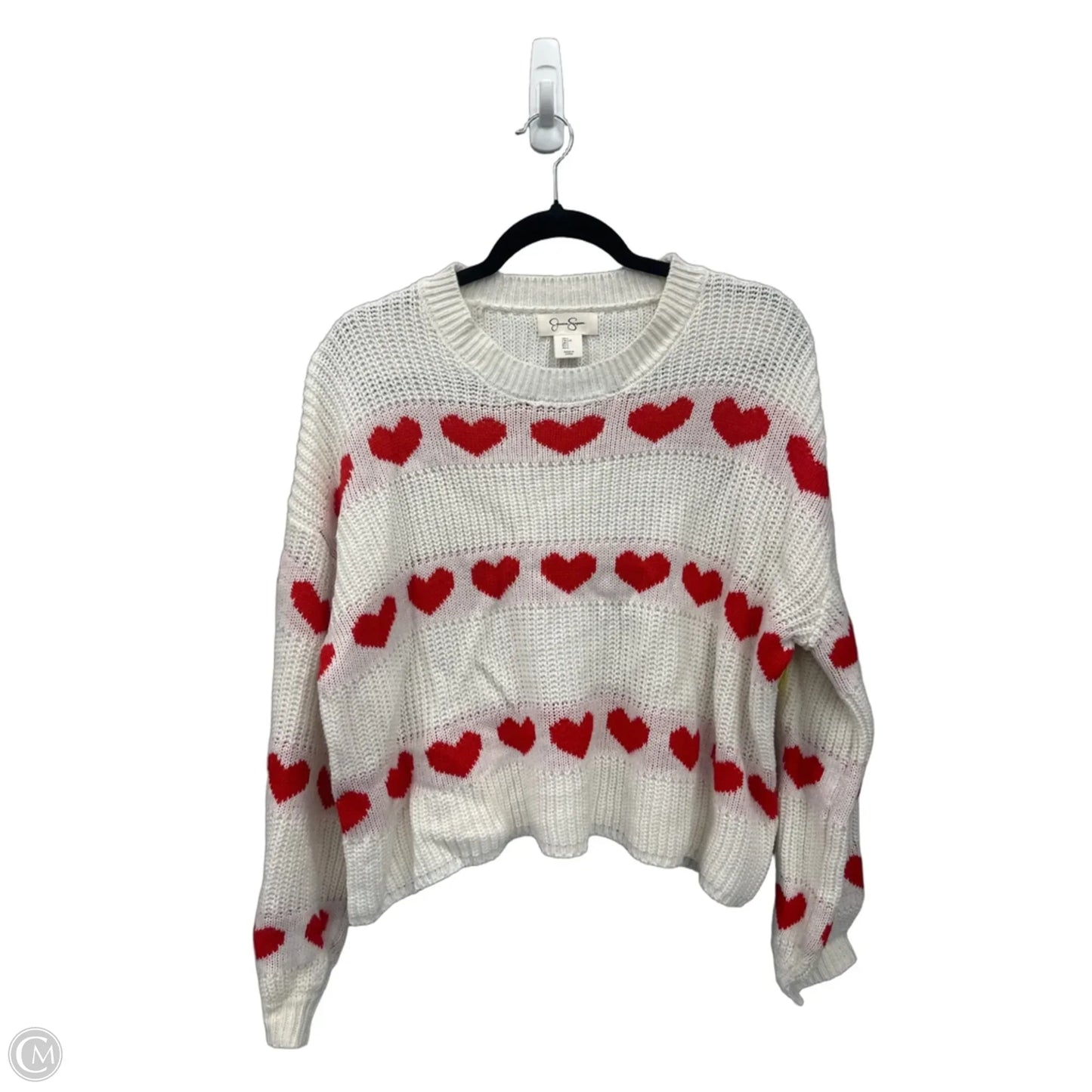 Sweater By Jessica Simpson In Cream & Red, Size: L
