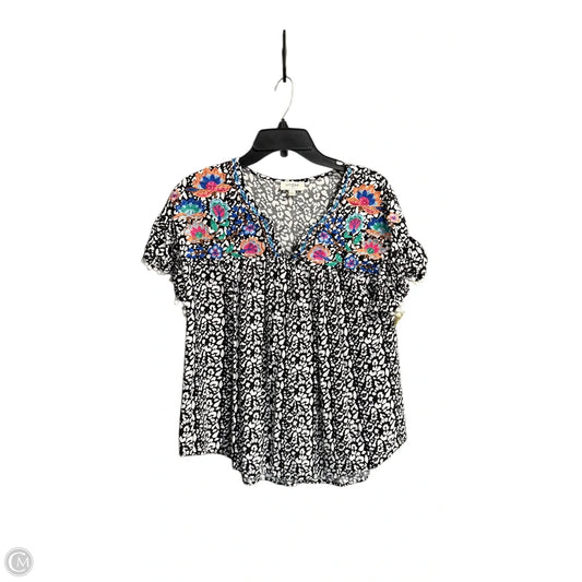 Top Short Sleeve By Umgee In Black & White, Size: L