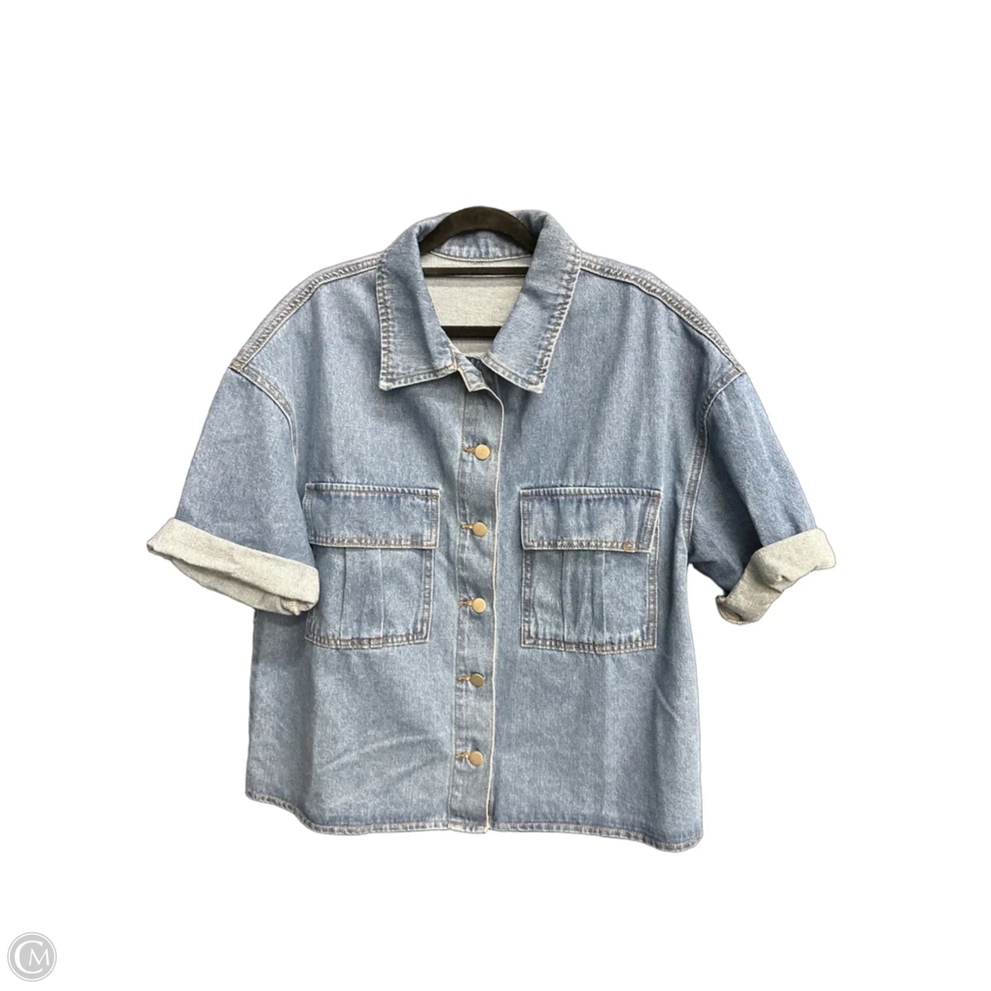 Top Short Sleeve By Clothes Mentor In Blue Denim, Size: L