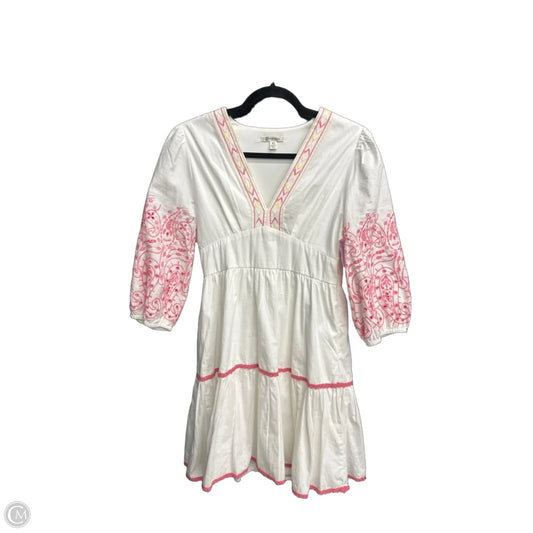 Dress Casual Midi By Versona In Pink & White, Size: Xs
