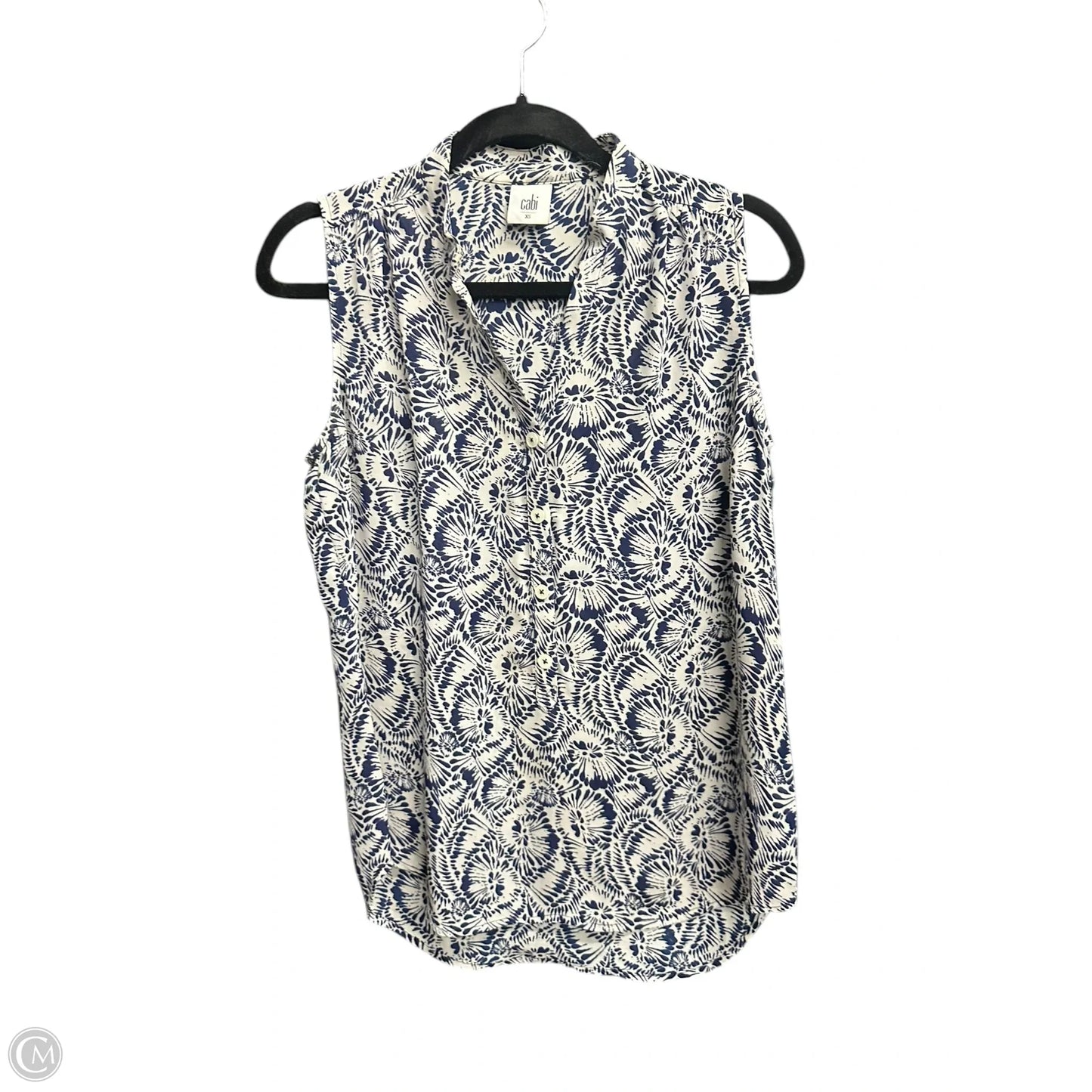 Top Sleeveless By Cabi In Blue & White, Size: Xs