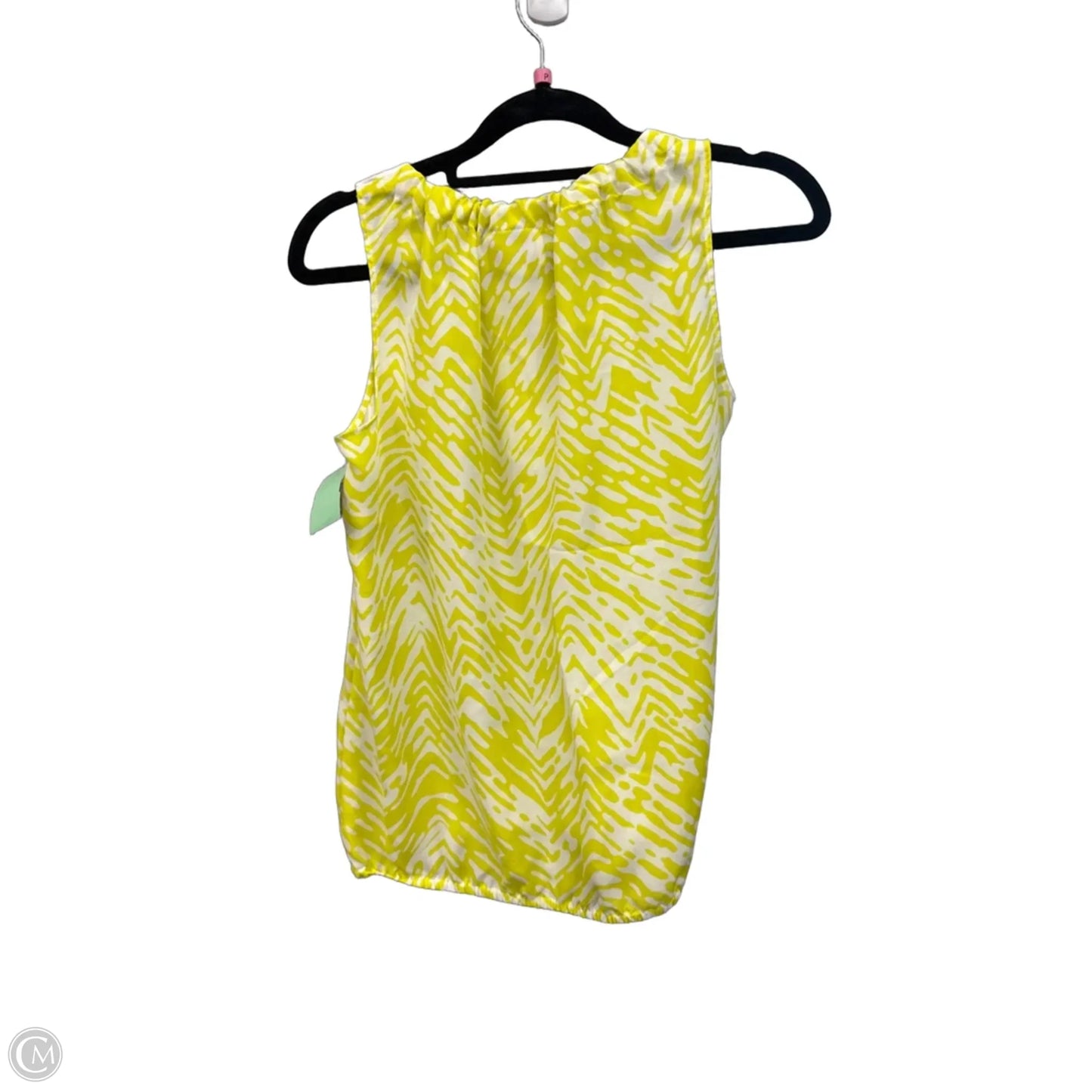 Top Sleeveless By Loft In White & Yellow, Size: Xsp