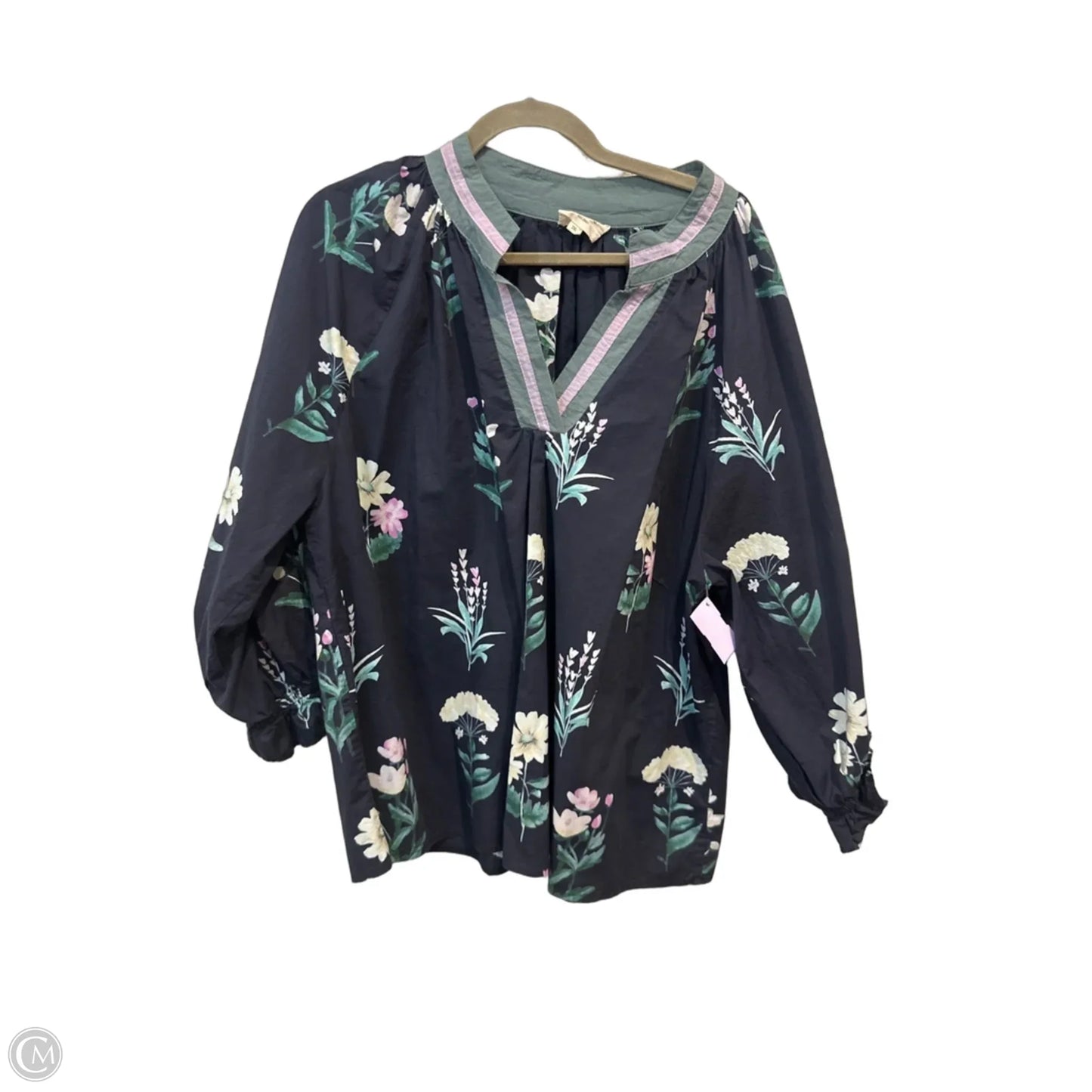 Blouse 3/4 Sleeve By Umgee In Navy, Size: 2x