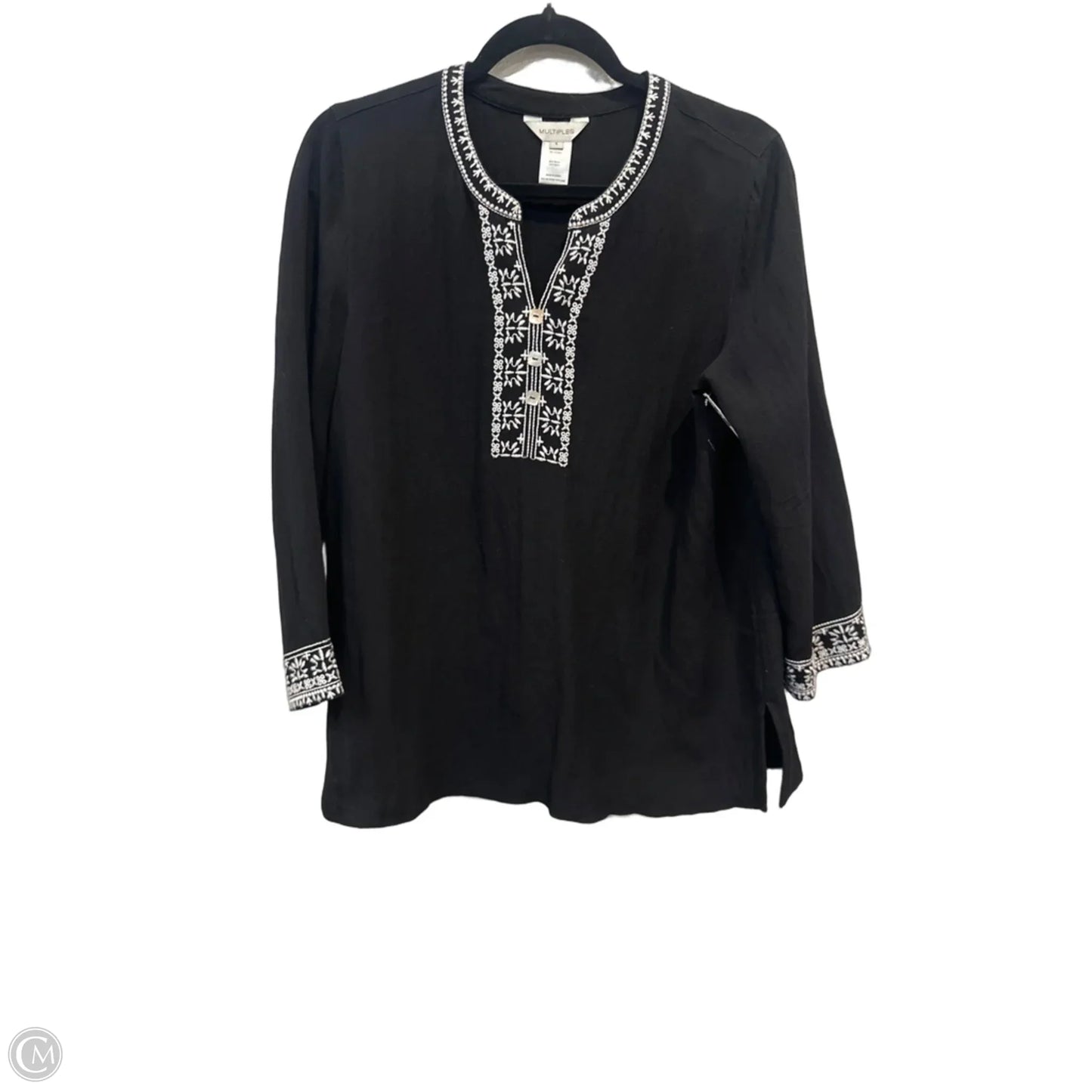 Top Long Sleeve By Multiples In Black, Size: S