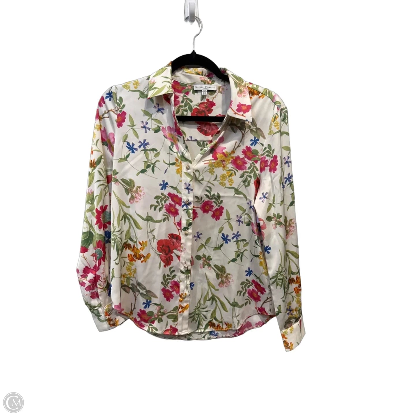 Blouse Long Sleeve By Maison Damelie In Floral Print, Size: Xs