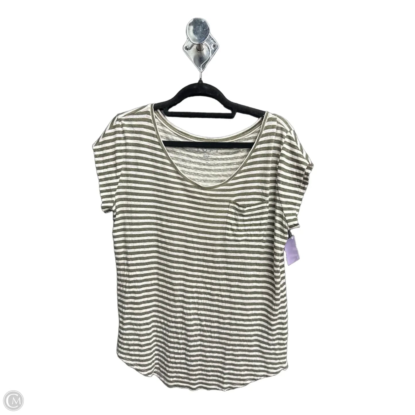 Top Short Sleeve By Loft In Striped Pattern, Size: M