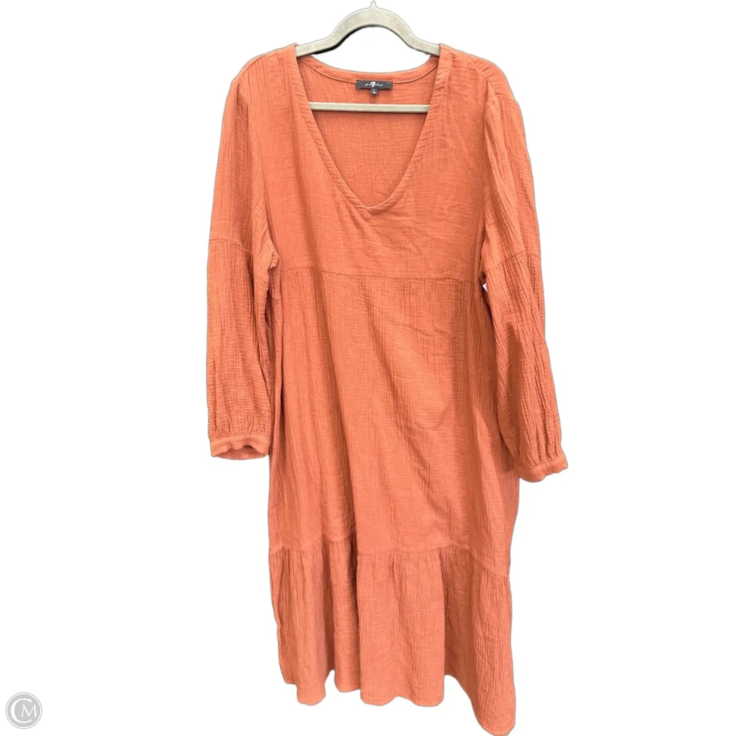 Dress Casual Maxi By 7 For All Mankind In Orange, Size: L