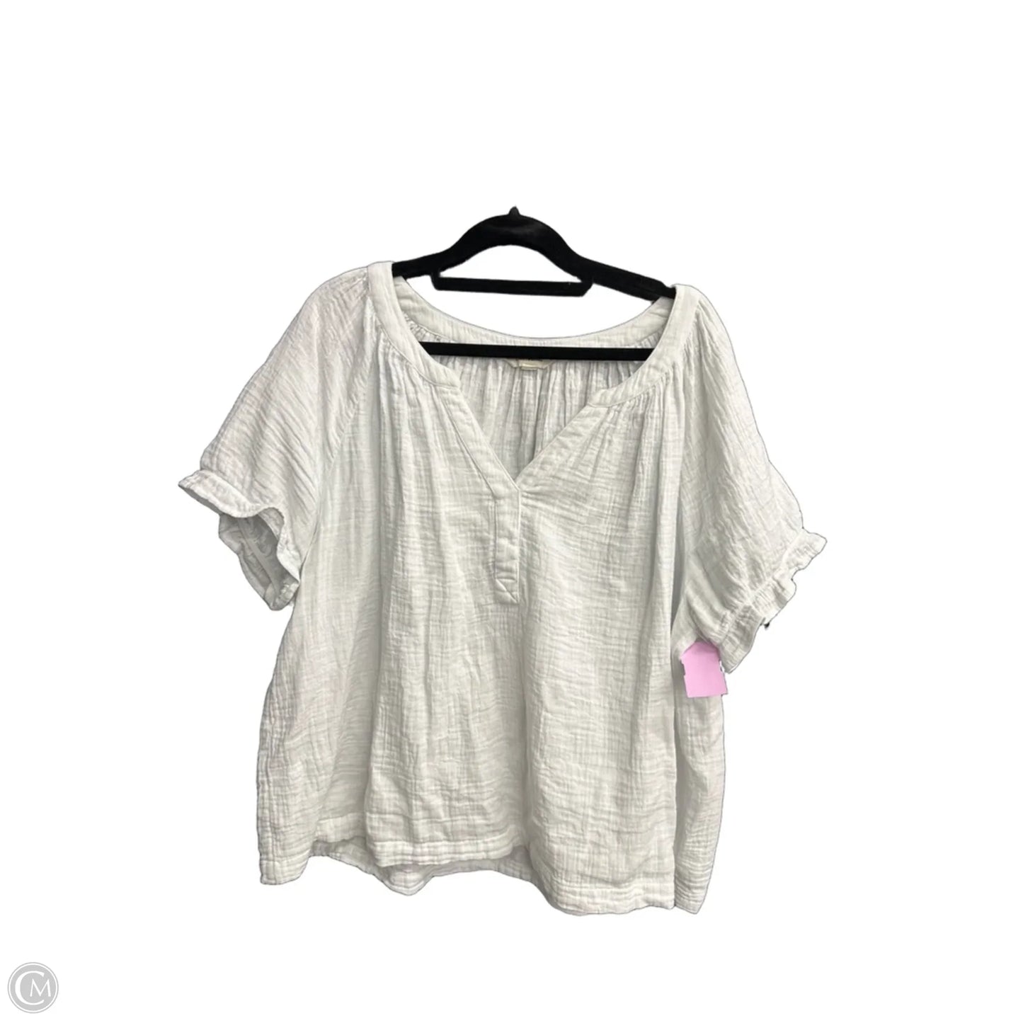 Blouse Short Sleeve By Lucky Brand In White, Size: L