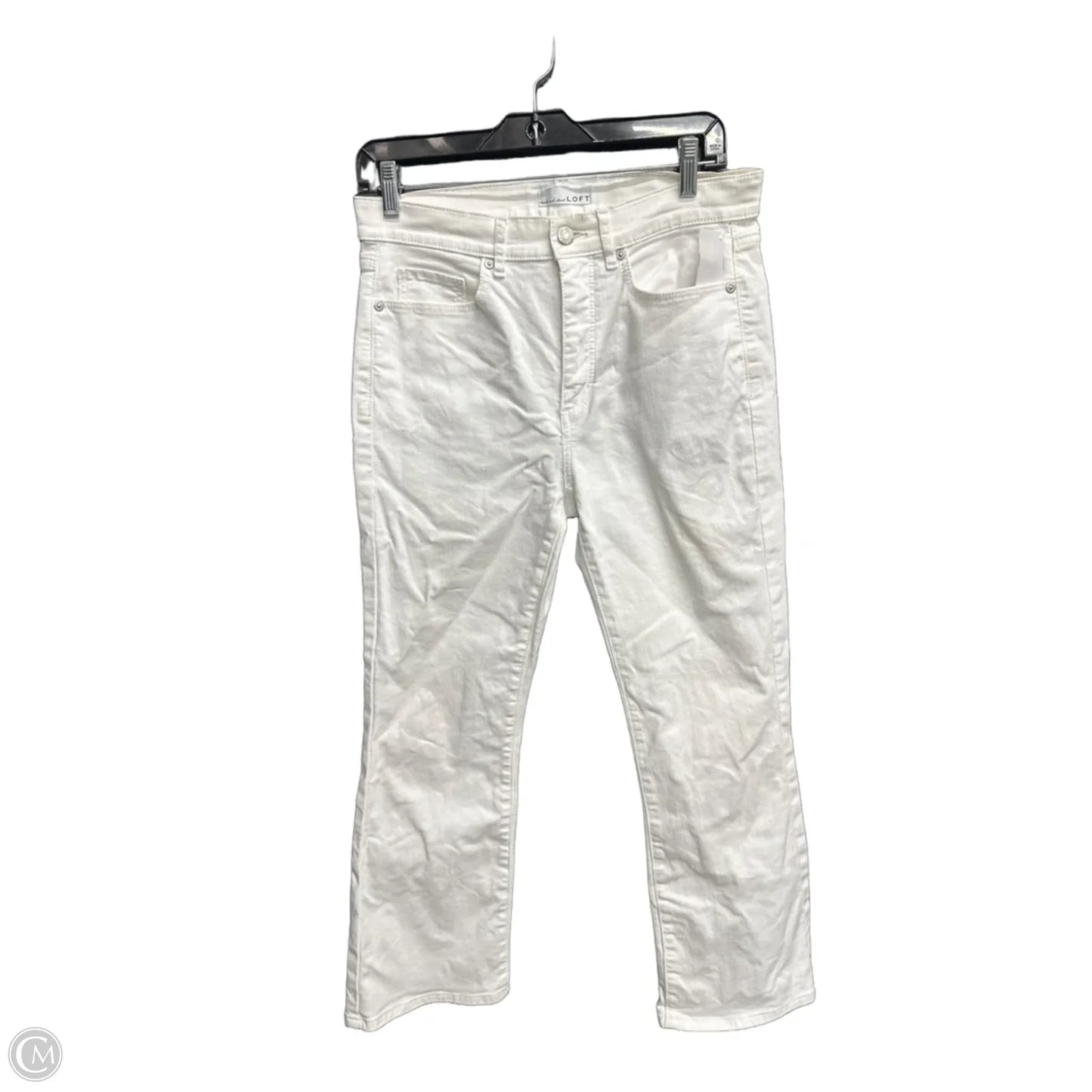 Jeans Cropped By Loft In White Denim, Size: 4