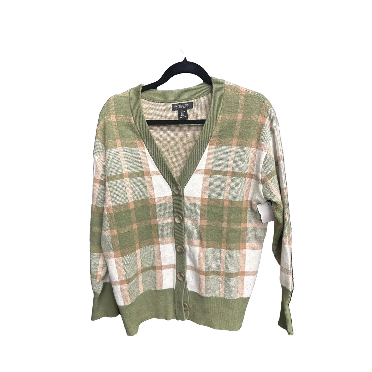 Sweater Cardigan By Rachel Zoe In Plaid Pattern, Size: M