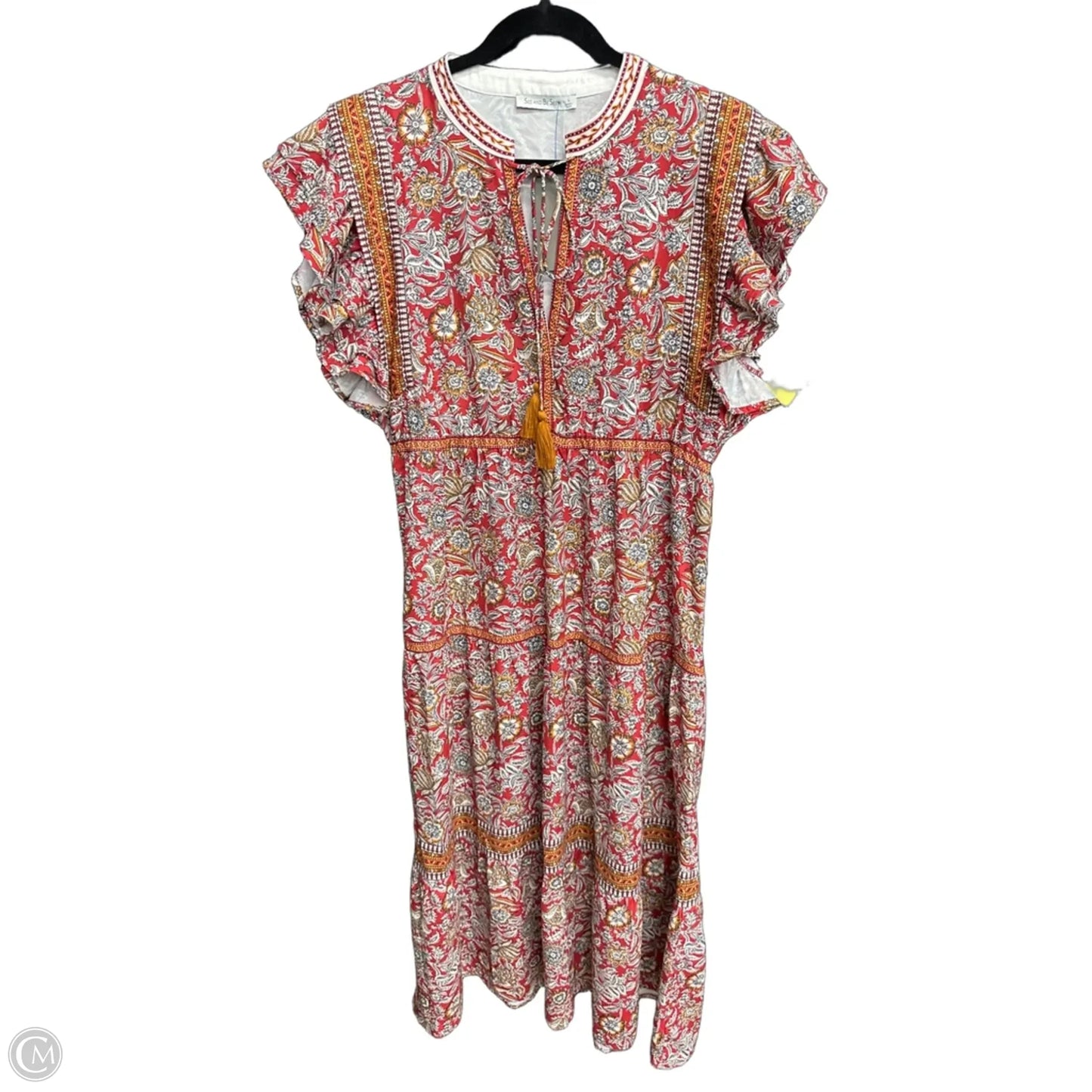 Dress Casual Maxi By See And Be Seen In Orange & Red, Size: L