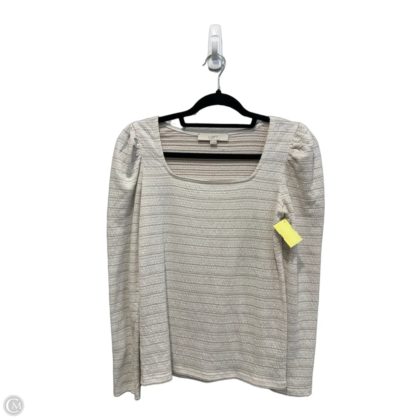Top Long Sleeve By Loft In Gold & White, Size: S