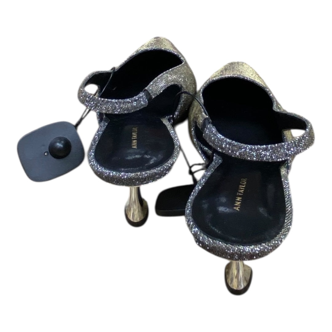 Shoes Heels Kitten By Ann Taylor In Silver, Size:8.5