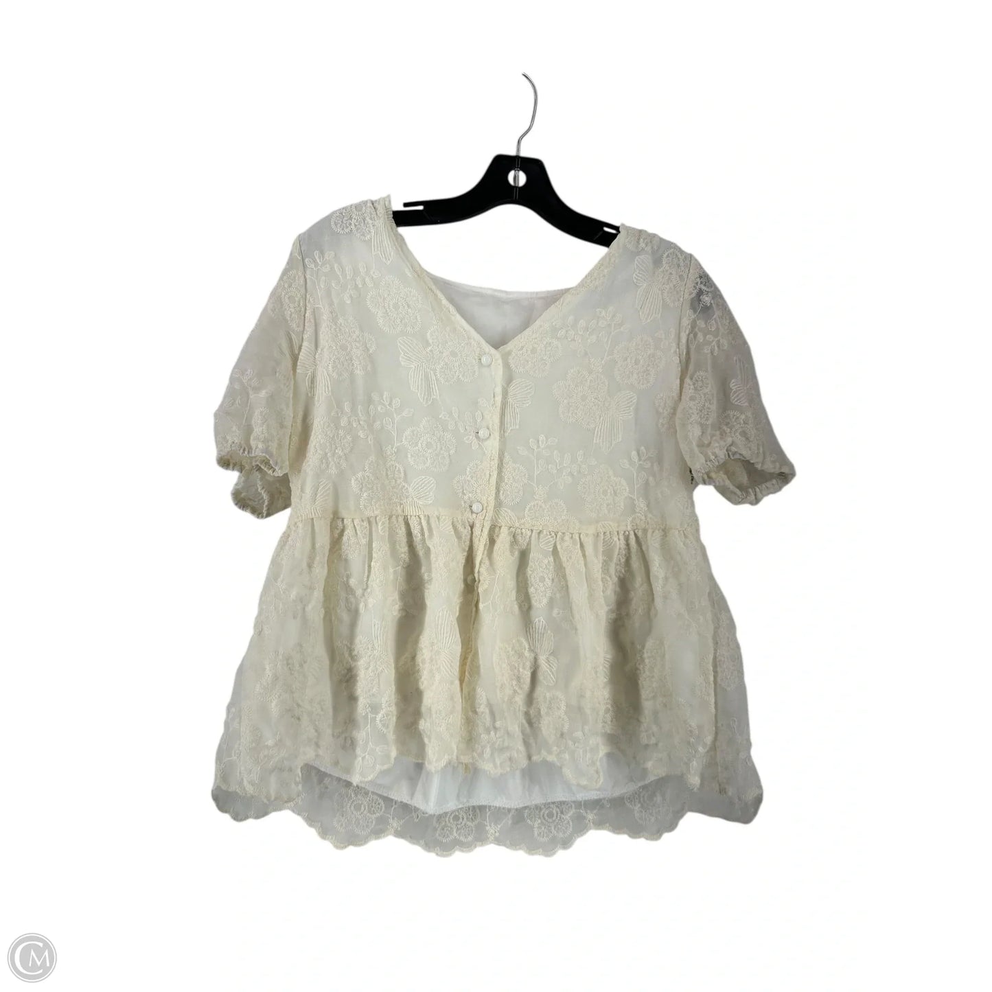 Top Short Sleeve By Shein In Cream, Size: M