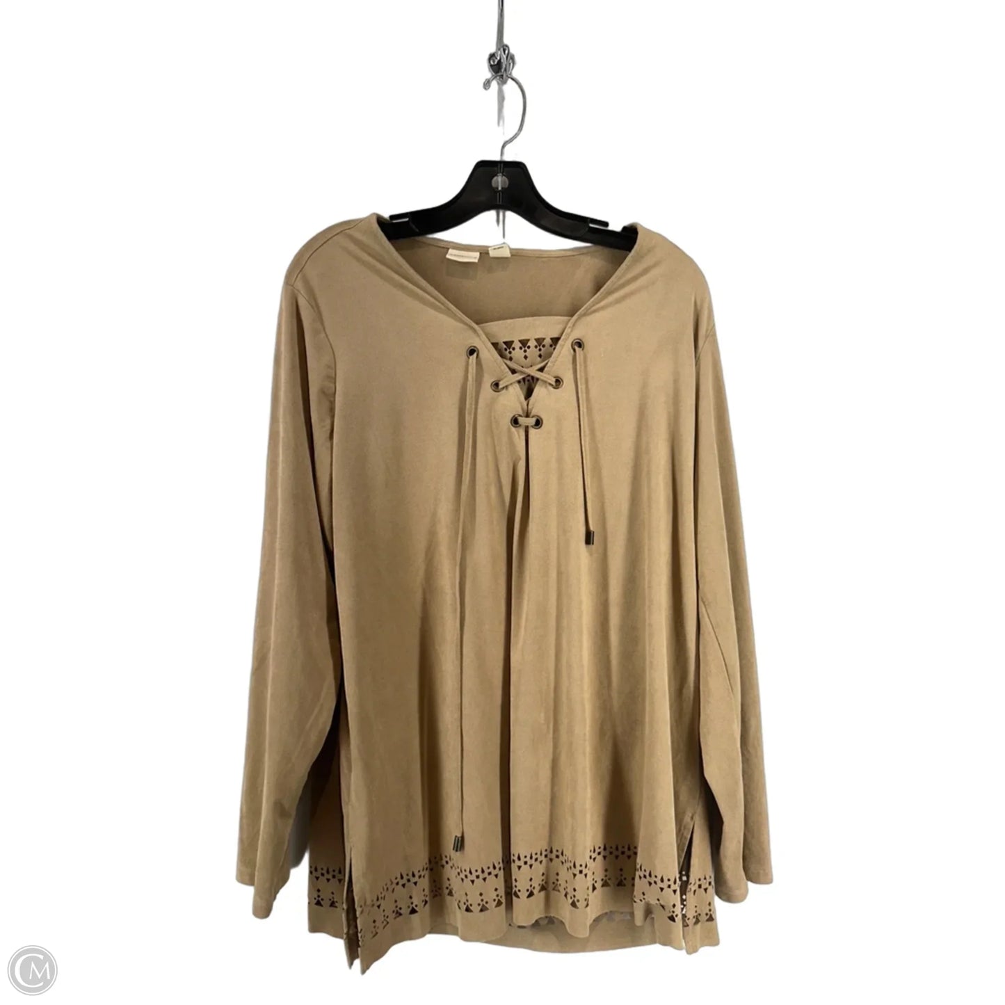 Top Long Sleeve By West Bound In Brown, Size: L