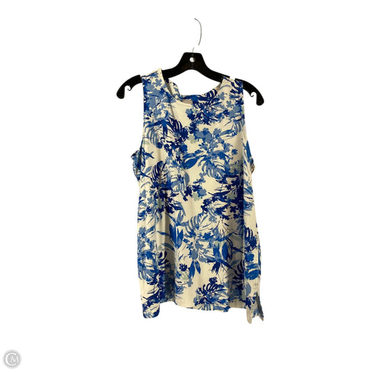 Top Sleeveless By Chicos In Blue & White, Size: Xl