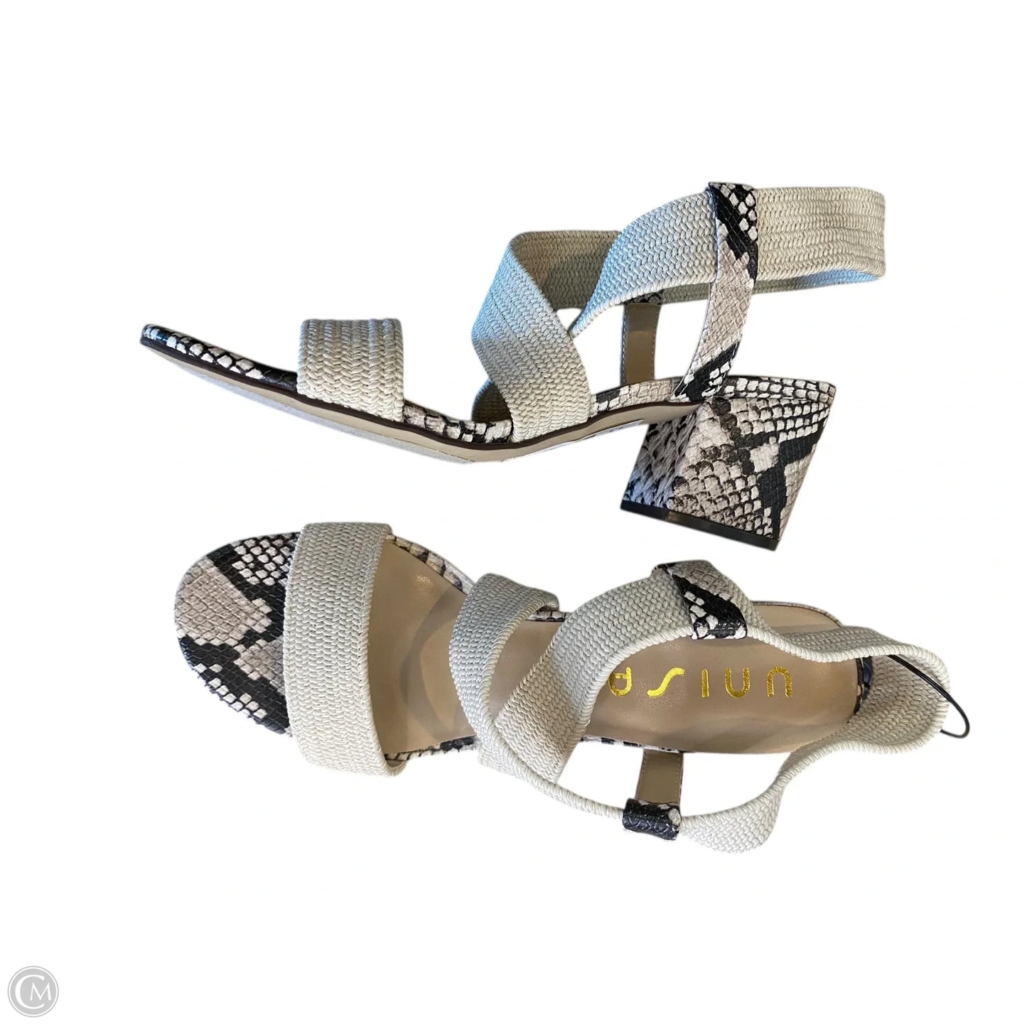 Sandals Heels Block By Unisa In Snakeskin Print, Size: 9.5