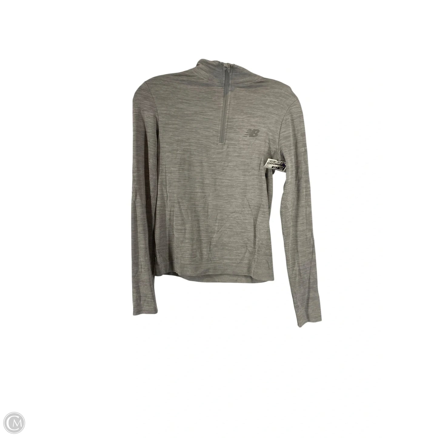 Athletic Top Long Sleeve Collar By New Balance In Grey, Size: S
