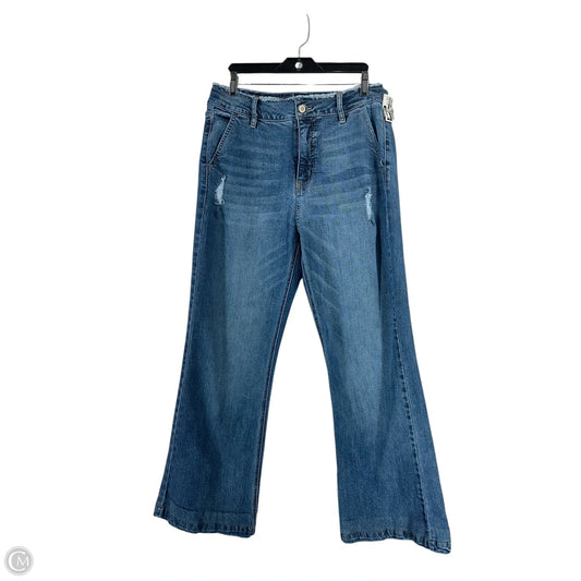 Jeans Wide Leg By Kancan In Blue Denim, Size: L