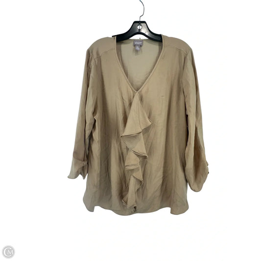 Top 3/4 Sleeve By Chicos In Tan, Size: Xl