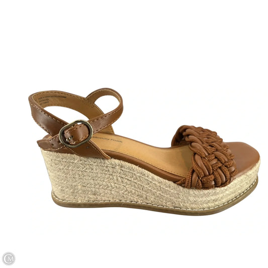 Sandals Heels Wedge By Time And Tru In Brown, Size: 6