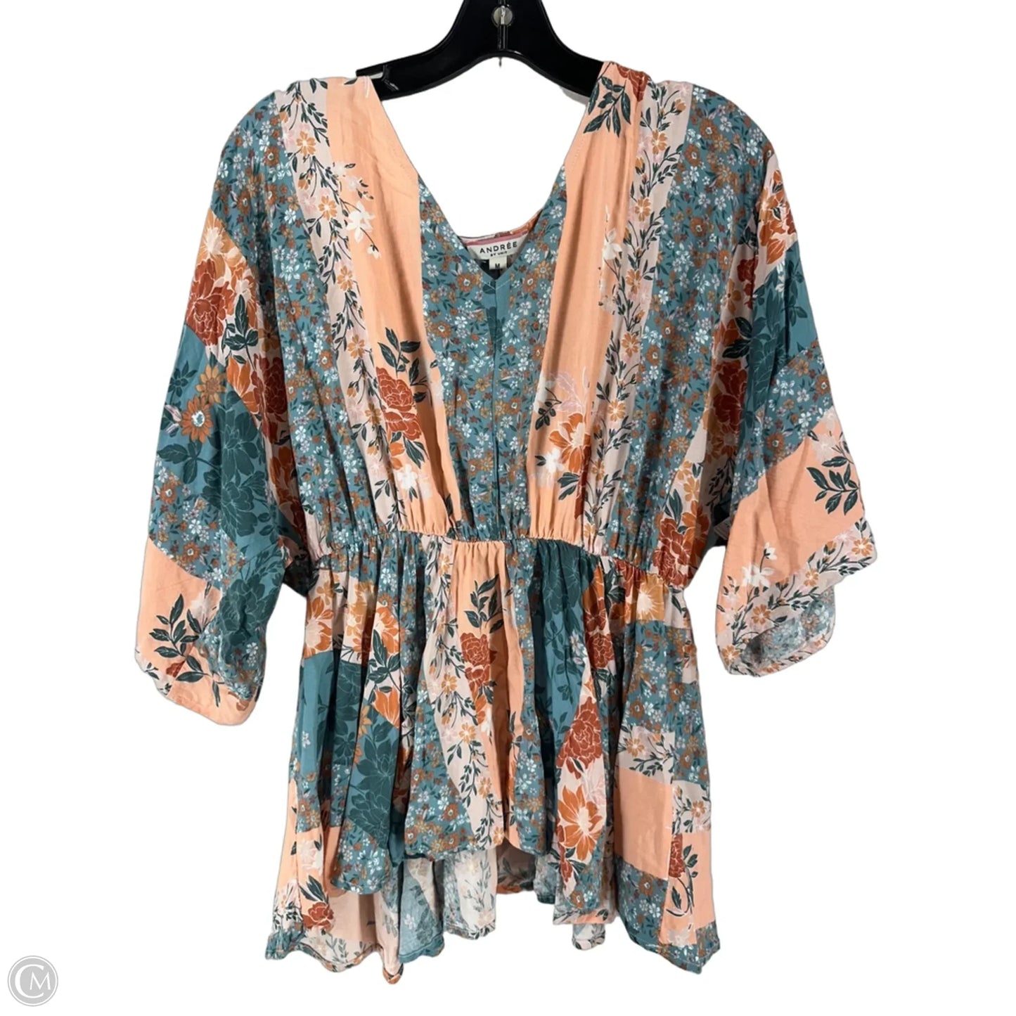 Top 3/4 Sleeve By Andree By Unit In Floral Print, Size: M