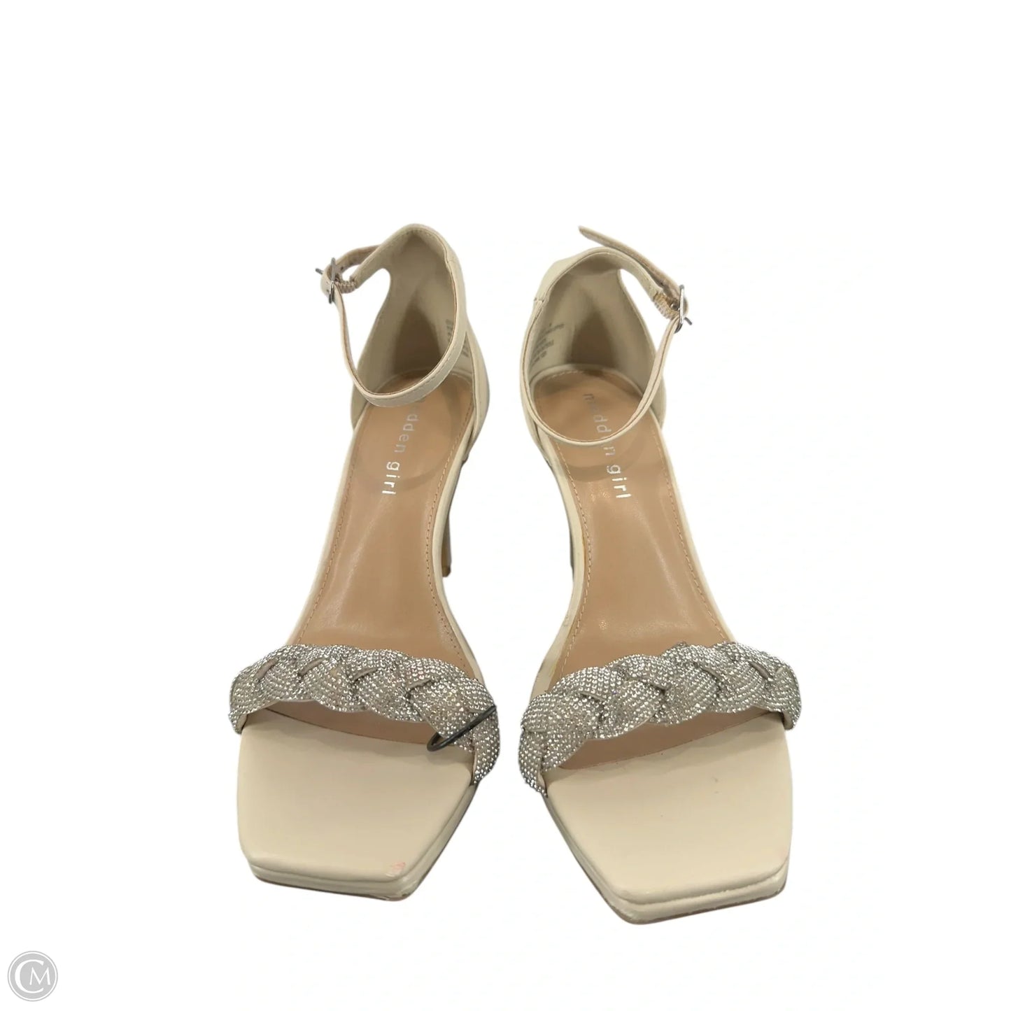 Sandals Heels Stiletto By Madden Girl In Silver, Size: 7