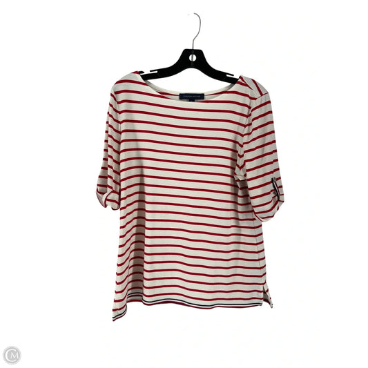 Top Short Sleeve By Tommy Hilfiger In Red & White, Size: M