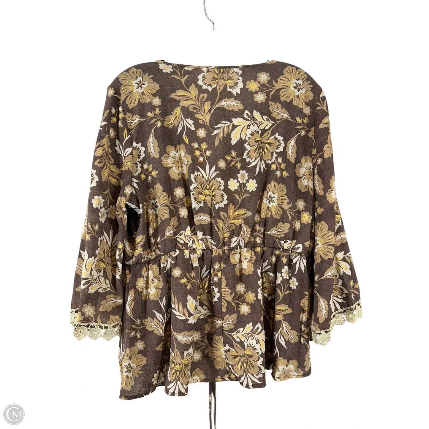 Top Long Sleeve By Cato In Brown, Size: L