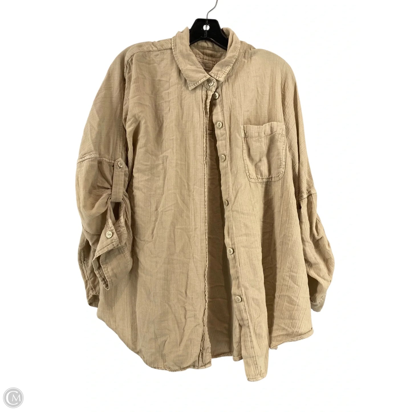 Top Long Sleeve By American Eagle In Tan, Size: S
