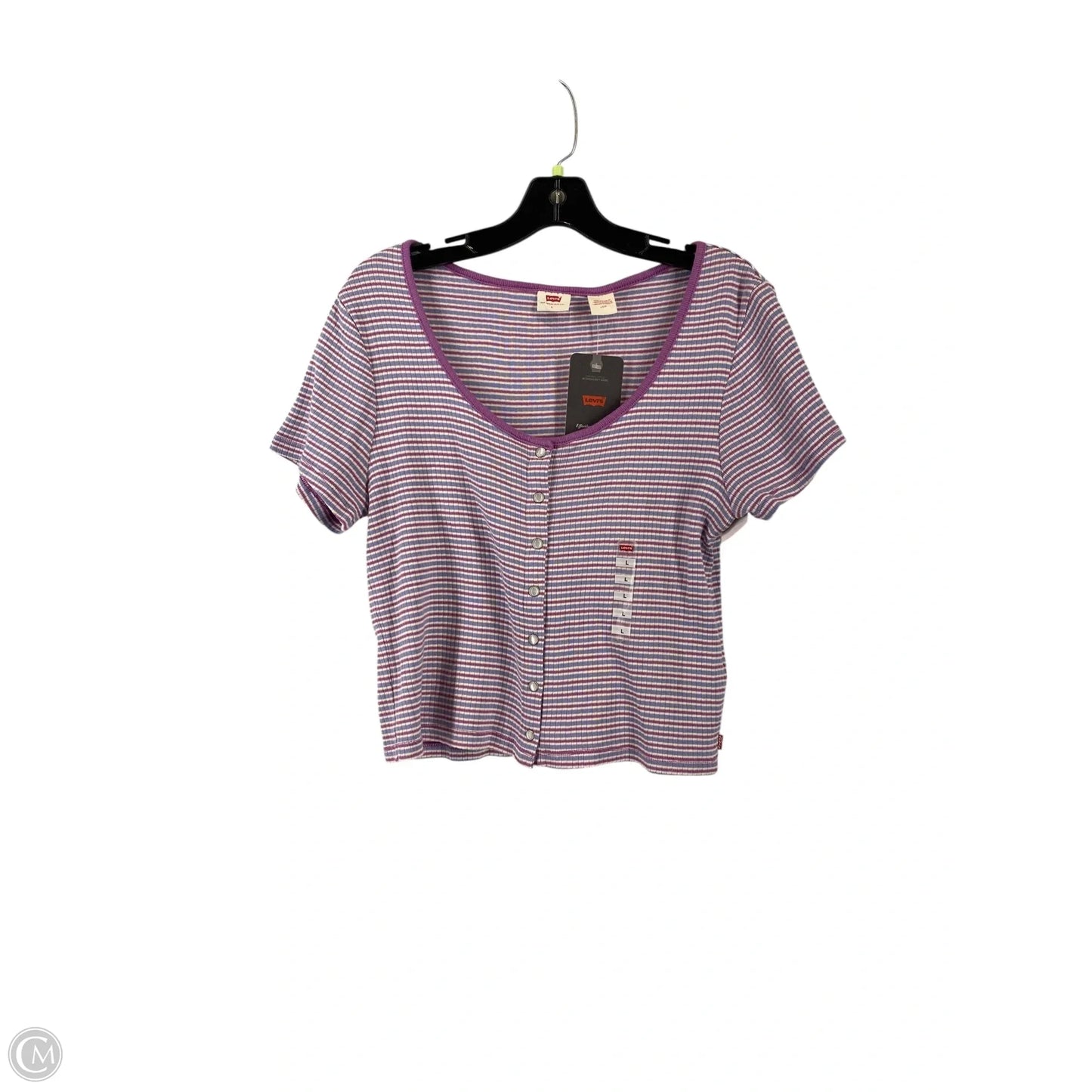 Top Short Sleeve Basic By Levis In Striped Pattern, Size: L