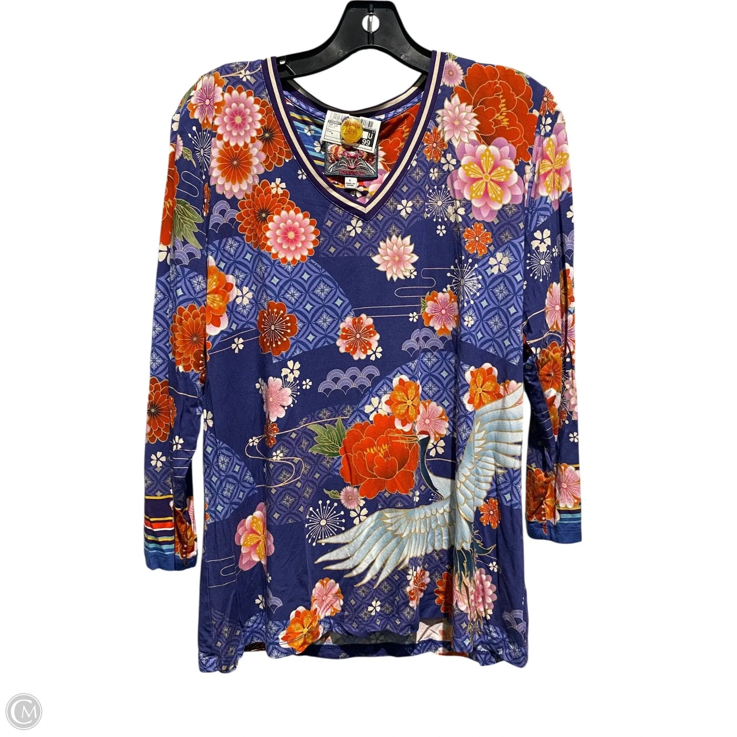 Top Long Sleeve By Johnny Was In Multi-colored, Size: L