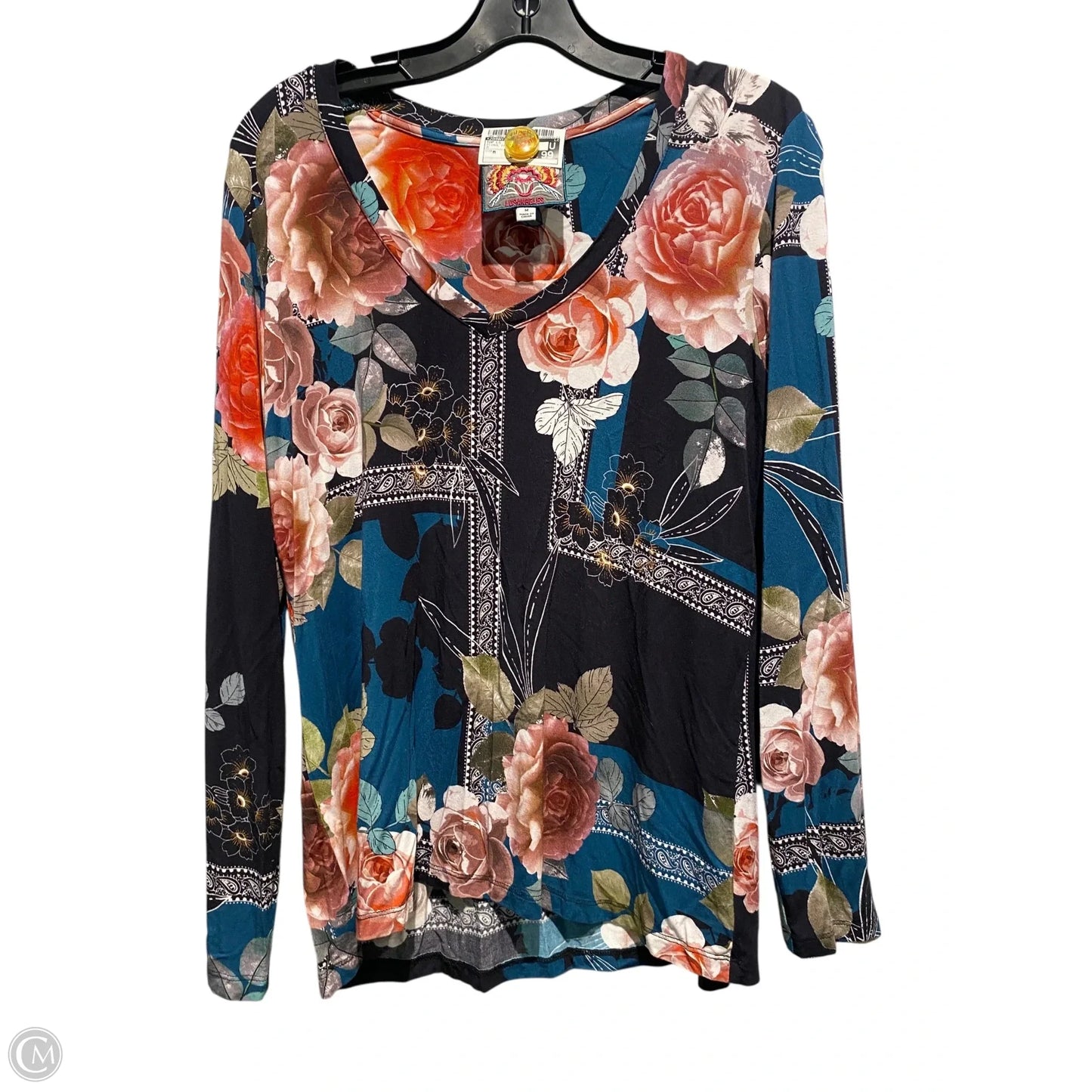 Top Long Sleeve By Johnny Was In Floral Print, Size: M