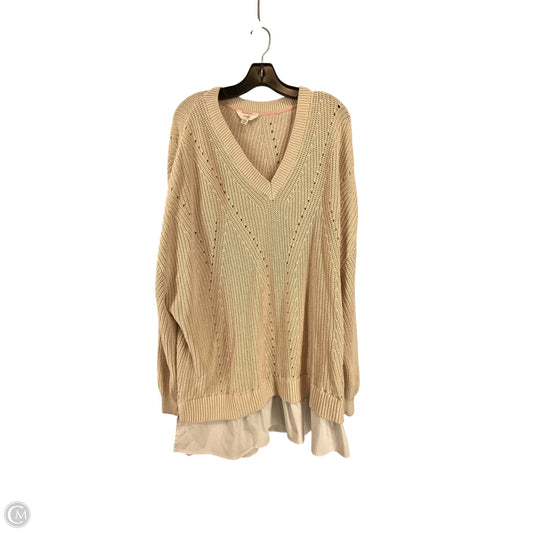 Top Long Sleeve By Terra & Sky In Cream, Size: 4x