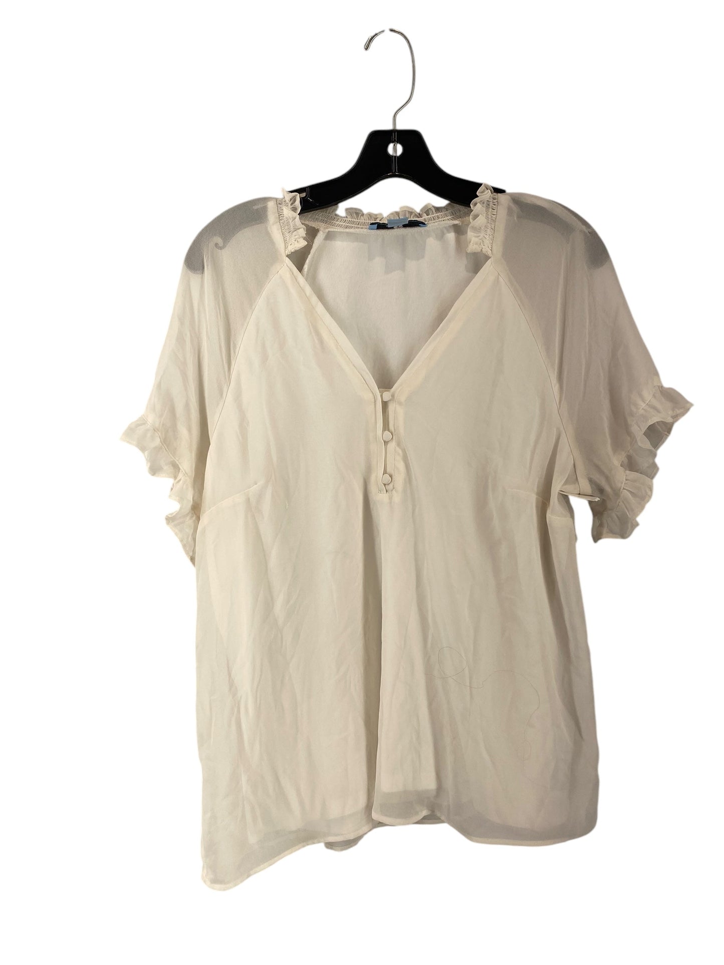 Top Short Sleeve By Cece In White, Size: L