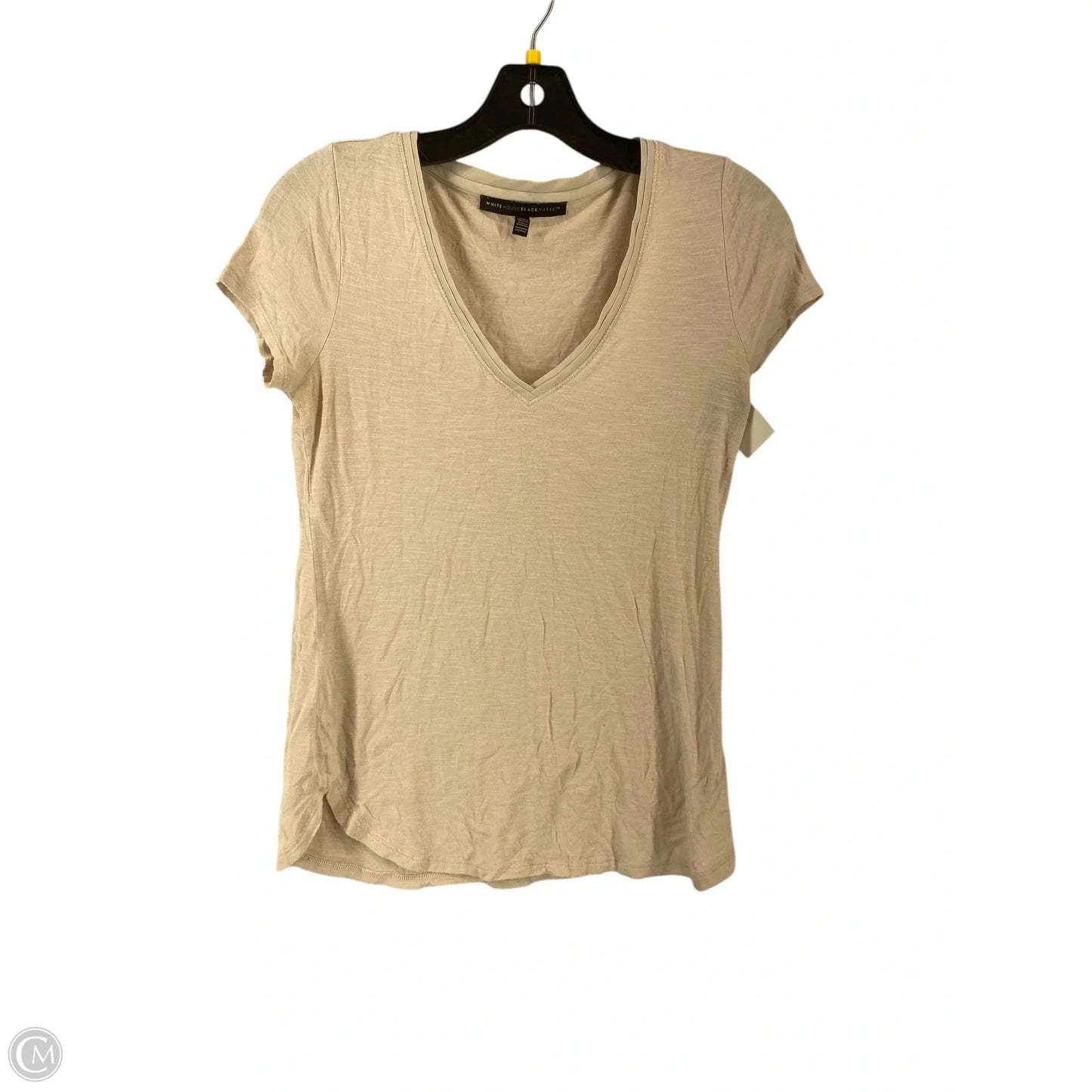 Top Short Sleeve By White House Black Market In Cream, Size: Xs