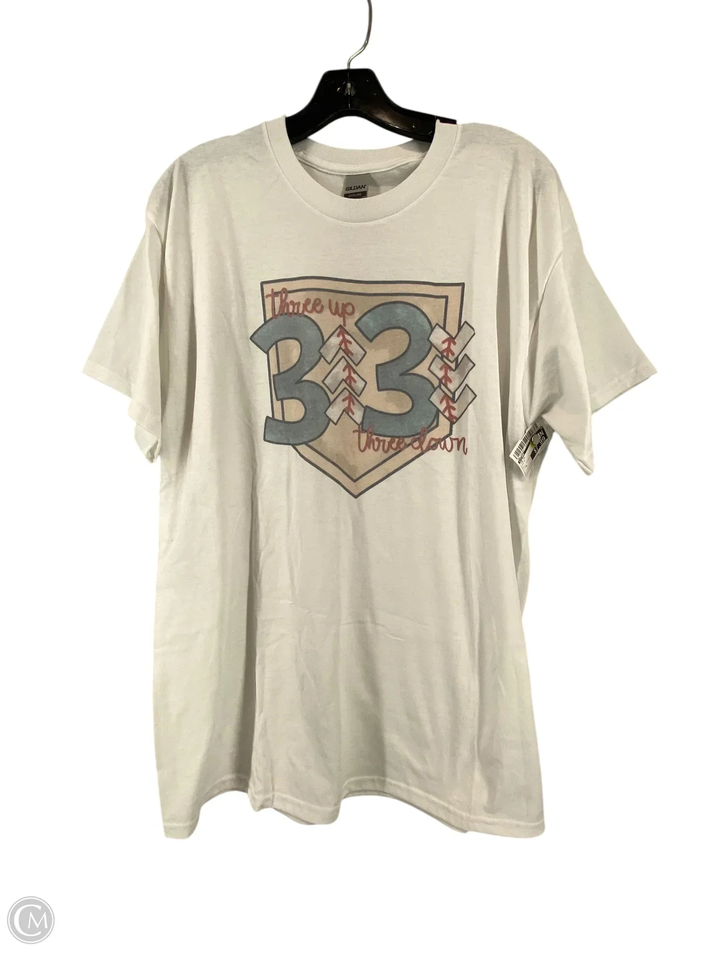 Top Short Sleeve By Gildan In White, Size: L