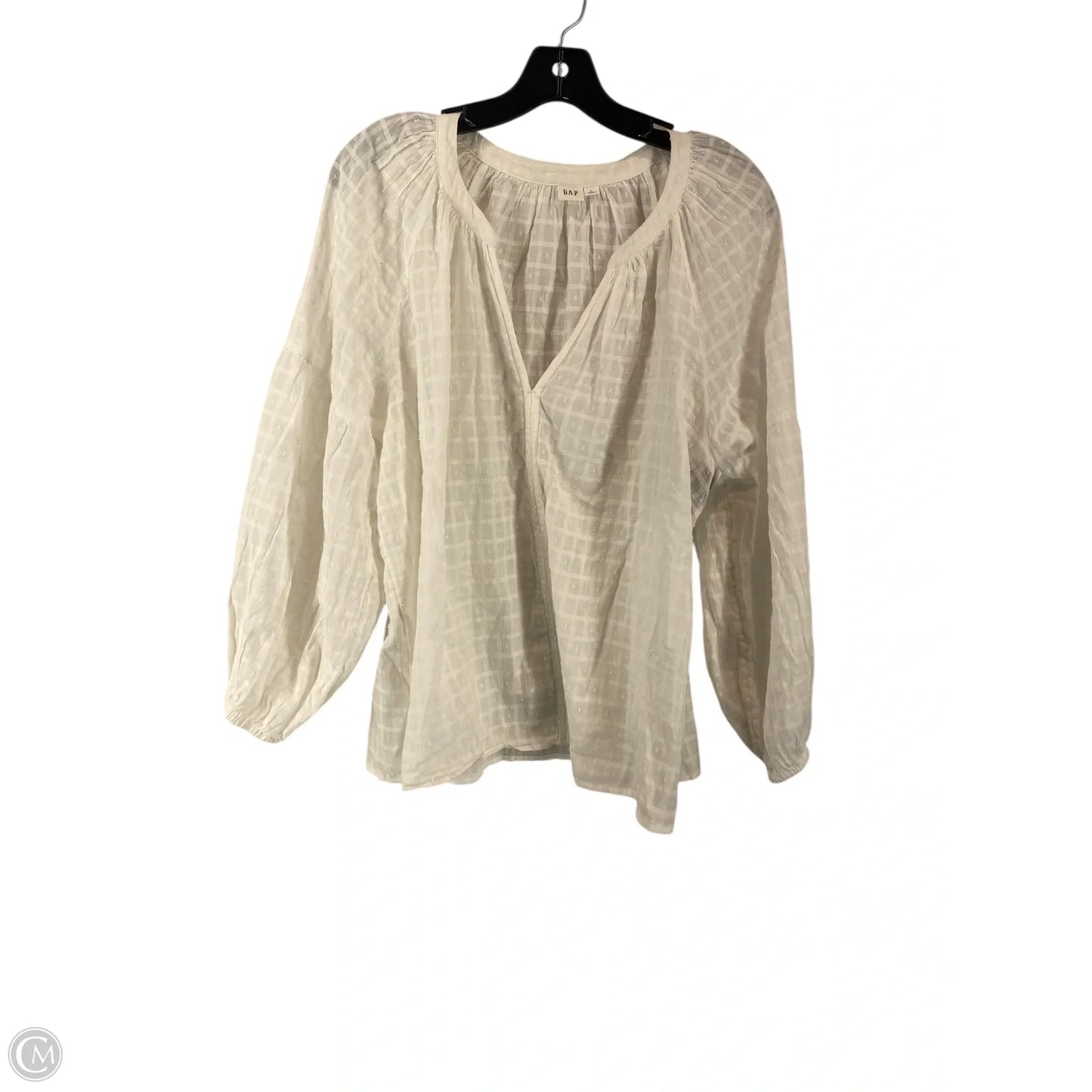 Top Long Sleeve By Gap In White, Size: L