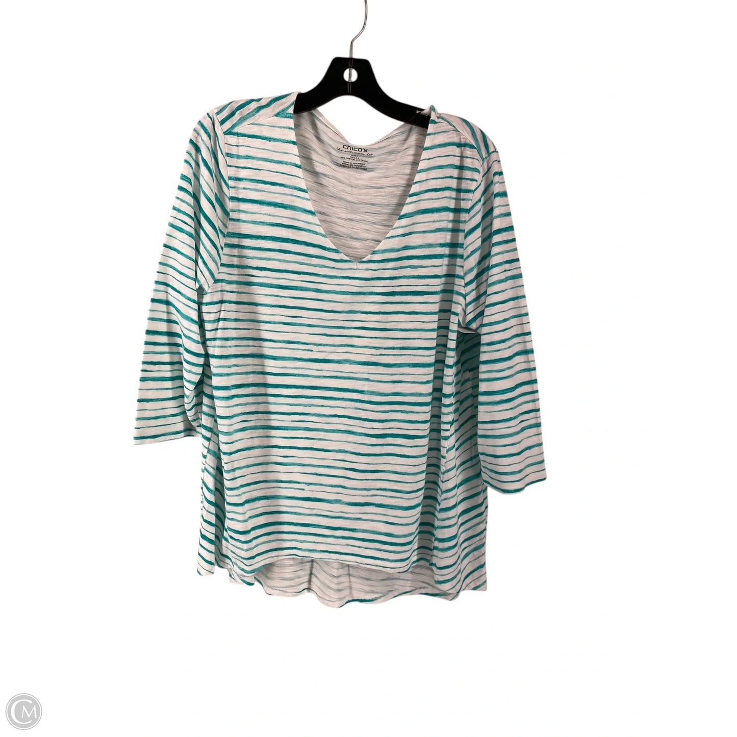 Top Short Sleeve By Chicos In Striped Pattern, Size: 2