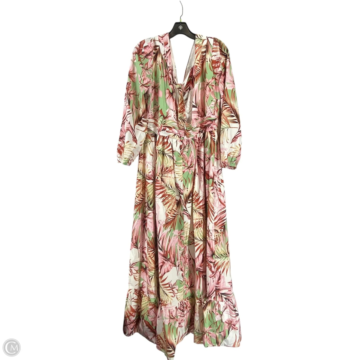 Dress Casual Maxi By Pink Lily In Green & Pink, Size: L