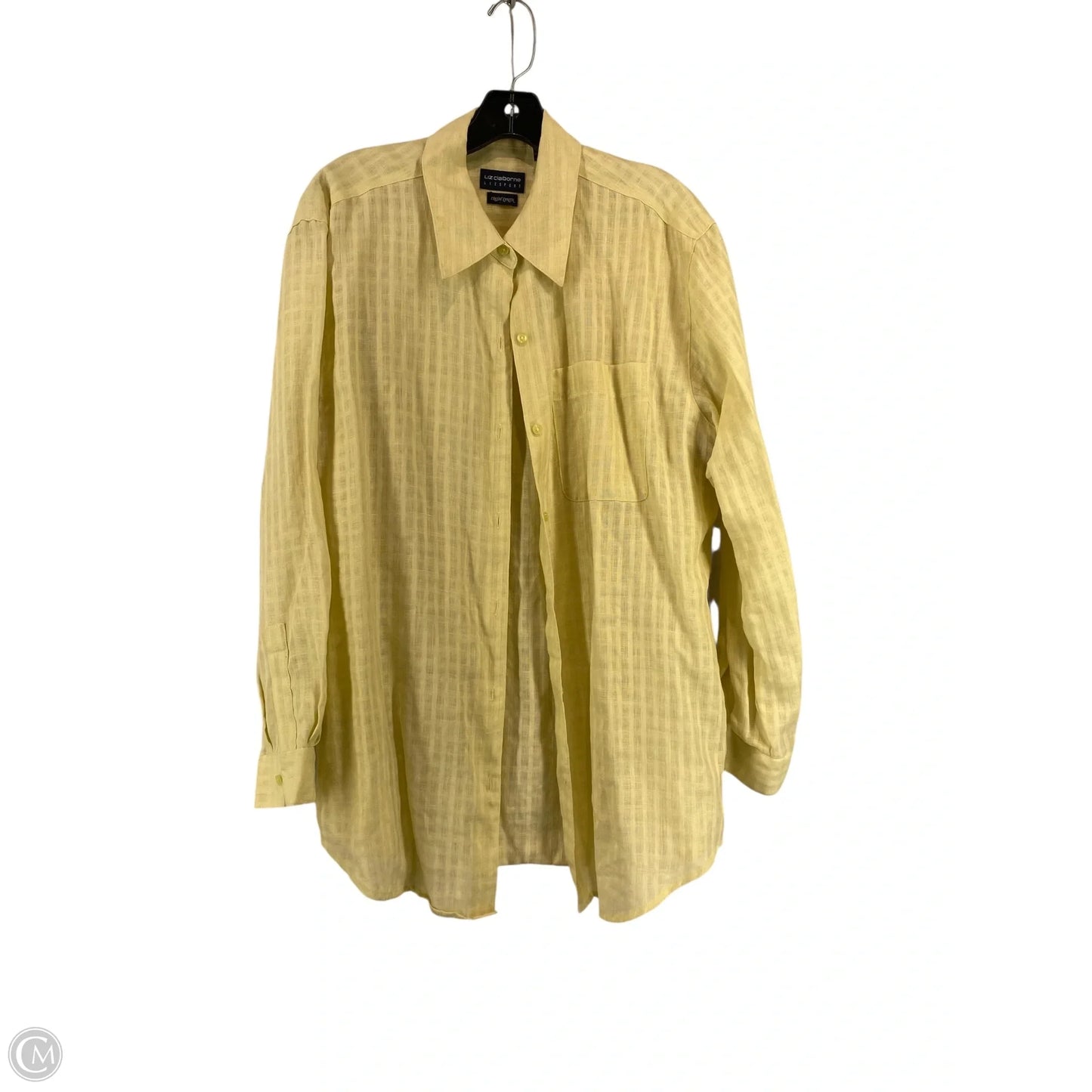 Top Long Sleeve By Liz Claiborne In Yellow, Size: L