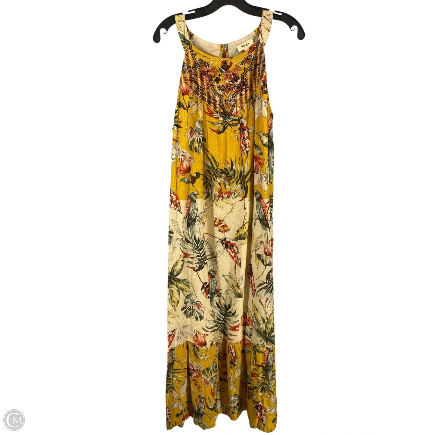 Dress Casual Maxi By Style And Company In White & Yellow, Size: M