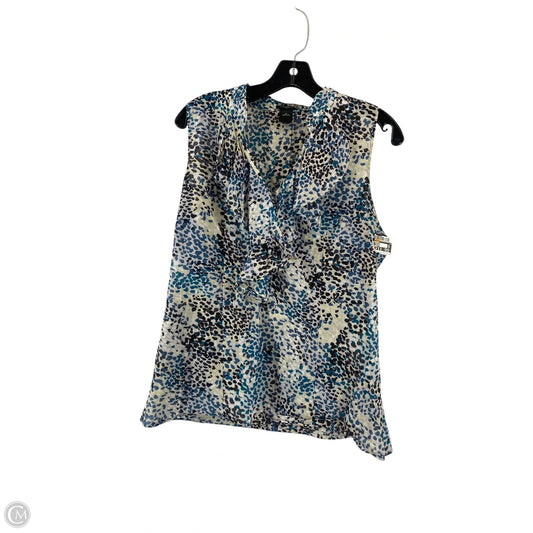 Top Sleeveless By Ann Taylor In Blue & Cream, Size: 12