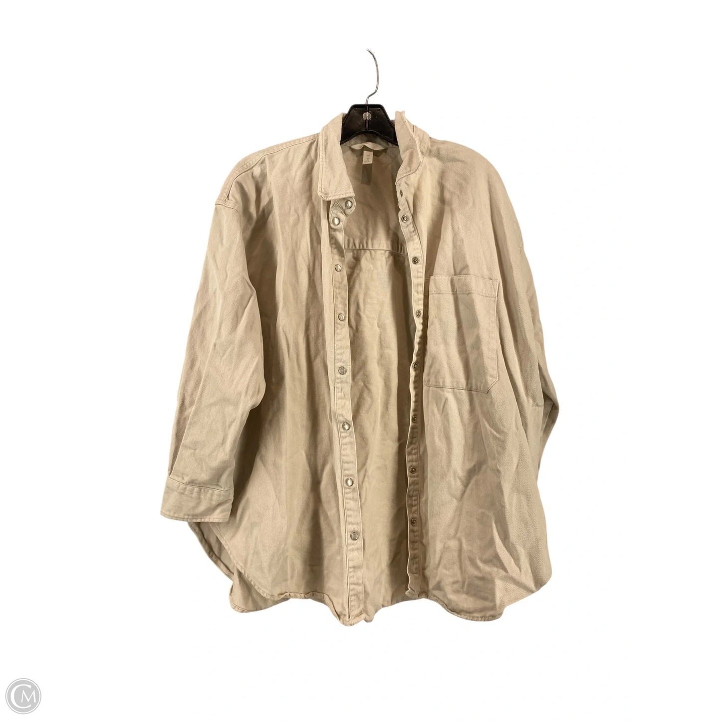 Jacket Denim By H&m In White Denim, Size: L