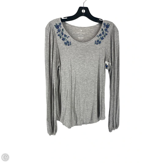 Top Long Sleeve By American Eagle In Grey, Size: S