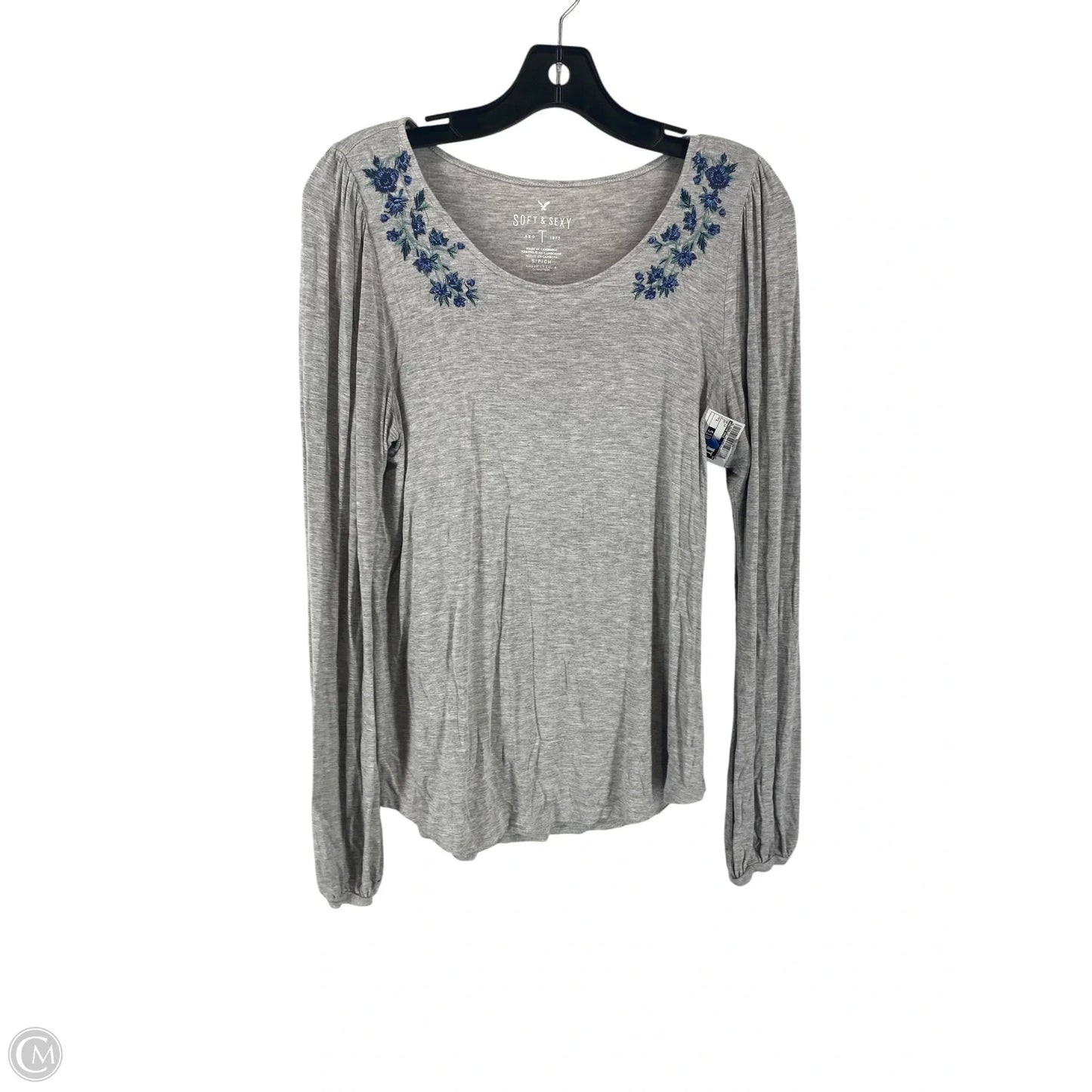 Top Long Sleeve By American Eagle In Grey, Size: S