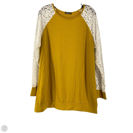 Top Long Sleeve By Cme In White & Yellow, Size: Xl