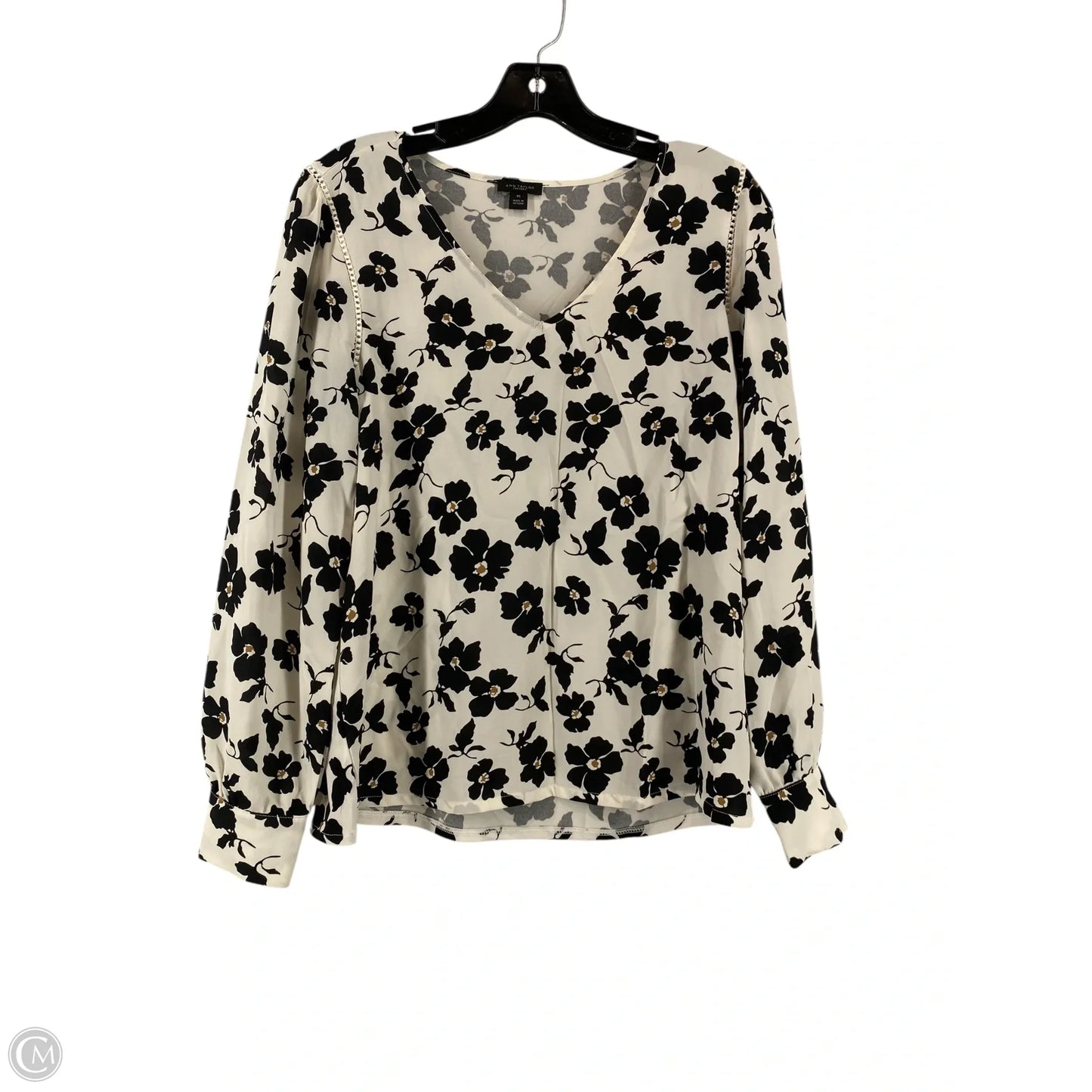 Top Long Sleeve By Ann Taylor In Black & White, Size: Xs